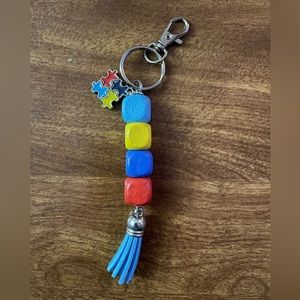 Small Autism Beaded Keychain (Blue)